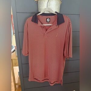 FootJoy Men's peach navy striped golf polo medium